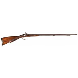 Ornate Chaumont Double Barrel 16 Gauge Percussion Shotgun with Carved Stock and Relief Chiseled Meta
