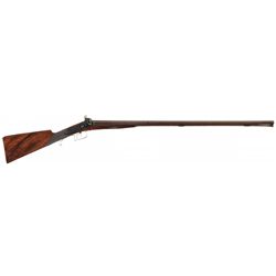 "LONDON" Marked Gold Inlaid Double Damascus Barrel Side by Side Percussion 16 Gauge Shotgun