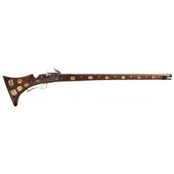 Massive Victorian Matchlock Musket with Extensive Scrimshaw Panel Decoration and Metal Pearl and Con
