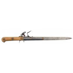 Unidentified Flintlock Knife Pistol with Bone Scales