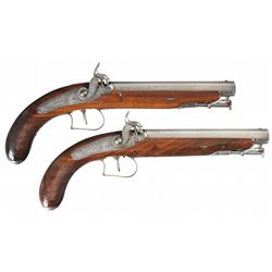 Two Enniskillen Marked Percussion Pistols with Case