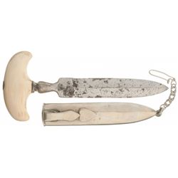 Ivory Hilted Push Dagger with Sheath