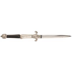 French Style Folding Dirk, with Nickel Finished Hilt and Mother of Pearl/Ebony Grip Scales