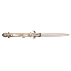 European Folding Knife with Incised Carved Mother of Pearl Grips