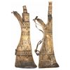 Image 1 : Two Bone European Powder Horns with Fine Decorative Carving