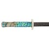 Image 2 : Beautiful Chinese Jian Short Sword with Jade Bodied Silver Place Accented Mineral and Cloisonne Appo