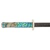 Image 2 : Beautiful Chinese Jian Short Sword with Jade Bodied Silver Place Accented Mineral and Cloisonne Appo