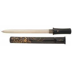 Tanto-Mounted Yari Blade Dagger, with Gold and Silver Lacquer Accented Fittings