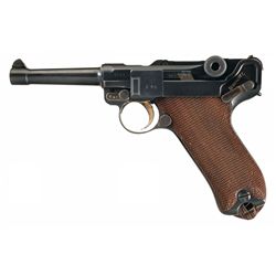 Outstanding 1911 Dated DWM Model 1908 Erfurt Military Contract Luger Pistol with Matching Magazine