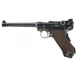 Exceptionally Rare Gold Inlaid Presentation DWM Model 1906 Commercial Navy Luger Pistol with Unique
