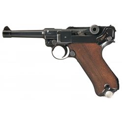 World War II Nazi 1939 Dated Mauser Banner "Eagle/C" Police Luger Pistol with Two Matching Magazines