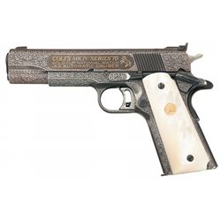 R. Pirosin Signed Custom Engraved Colt MK IV Series 70 Gold Cup National Match Semi-Automatic Pistol