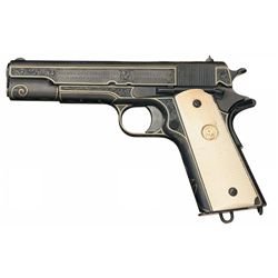 Master Engraved and Gold Inlaid Early Colt Government Model 1911 Commercial Semi-Automatic Pistol wi