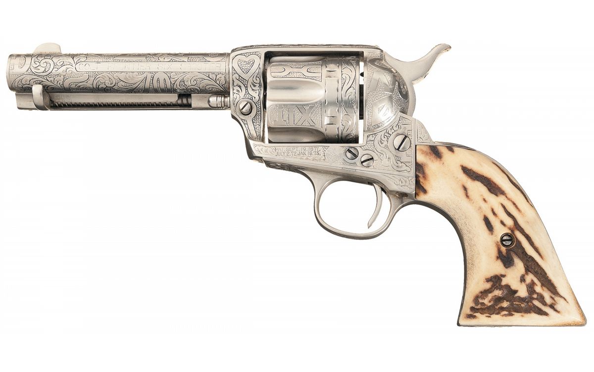 D.W. Harris Signed Cattle Brand Engraved Colt Frontier Six Shooter Single Action Army Revolver with