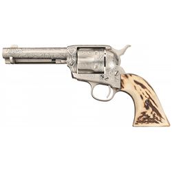 D.W. Harris Signed Cattle Brand Engraved Colt Frontier Six Shooter Single Action Army Revolver with