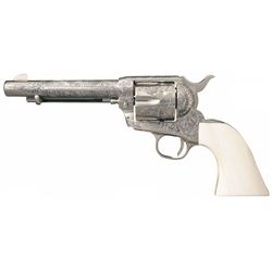 Engraved Colt Second Generation Single Action Army Revolver with Ivory Grip