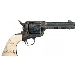 Signed Bill Johns Engraved Gold Inlaid Colt Second Generation Single Action Army Revolver with Steer