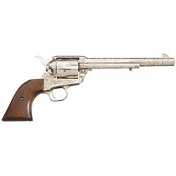 Factory Engraved Nickel Plated Colt Third Generation Single Action Army Revolver