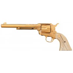 Factory Engraved Gold Plated Colt Second Generation Single Action Army Revolver with Bone Grips