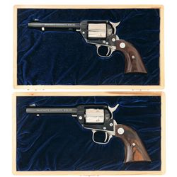 Two Colt Commemorative Single Action Revolvers with Wood Display Cases
