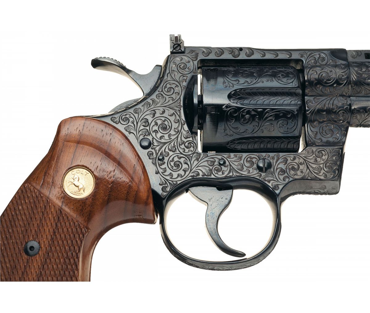 Engraved Colt Python Double Action Revolver with Display Case