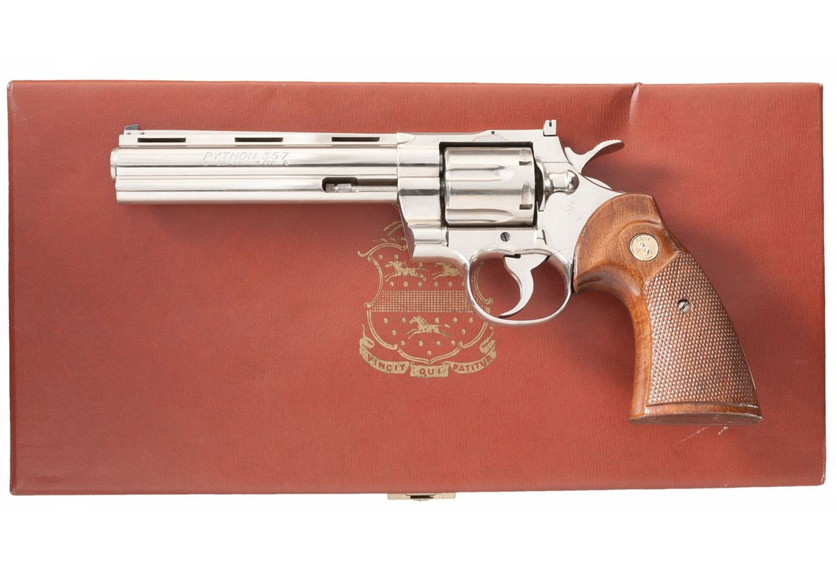 Cased Nickel Plated Colt Python Double Action Revolver