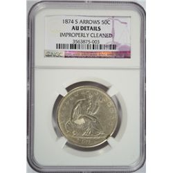 1874-S Arrows Seated Half Dollar NGC AU