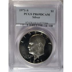1971-S IKE DOLLAR PCGS PR69 DCAM SILVER