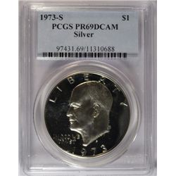 1973-S IKE DOLLAR PCGS PR69 DCAM SILVER