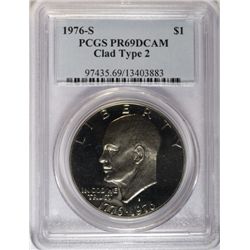 1976-S IKE DOLLAR PCGS PR69 DCAM CLAD T-2