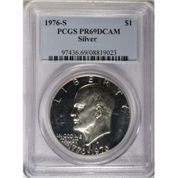 1976-S IKE DOLLAR PCGS PR69 DCAM SILVER
