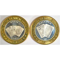 ( 2 ) COLLECTABLE LAS VEGAS SILVER CASINO TOKENS