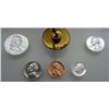 Image 2 : A PEN HOLDER WITH PROOF U.S. COINS FROM 1963 ENCASED IN A LUCITE BASE