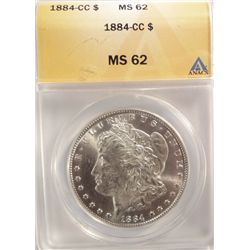 1884CC  Morgan $  ANACS 62 CLAIM TO 63 est  $200-$210