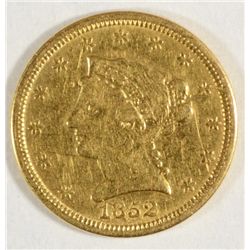 1852  $2 1/2 gold  VF/XF several marks est $230-$240