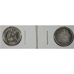 1869S & 1875 dimes    VF   est $50-$55