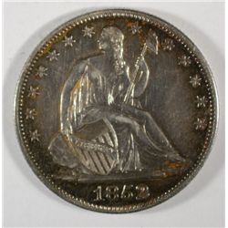 1852O  Seated half $  all original tone  AU   est  $800-$850