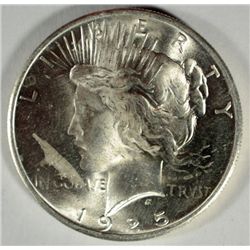 1925 PEACE SILVER DOLLAR, GEM BU MINT ERROR ( OBVERSE LAMINATION )