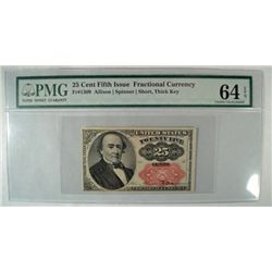 1874 25 CENT FRACTIONAL NOTE, PMG 64 EPQ