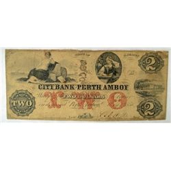 1856 $2.00 CITY BANK OF PERTH AMBOY,  NJ NOTE