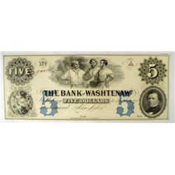 185- $5.00 BANK OF WASHTENAW, MI NOTE