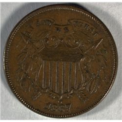 1867 U.S. TWO CENT, XF