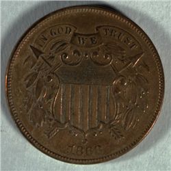 1868 U.S. TWO CENT, VF