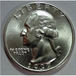 1937-S WASHINGTON QUARTER, GEM UNC.