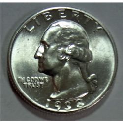 1938-S WASHINGTON QUARTER, GEM UNC.