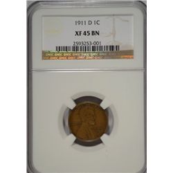 1911 D LINCOLN CENT NGC XF-AU 45