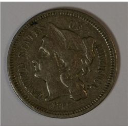 1868 THREE CENT NICKEL FINE