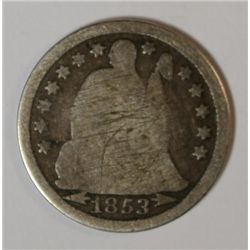 1853 SEATED DIME AG