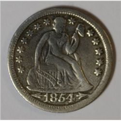 1854 SEATED DIME VG