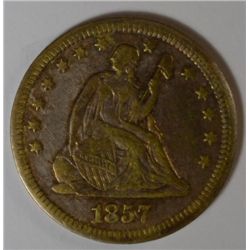 1857 SEATED QUARTER VF